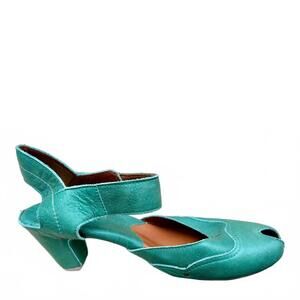 NEW SERGIO TOMANI women's mary block heels in aqua